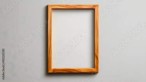 Captivating wooden frame displaying blank canvas modern home photography minimalist design front view creative concept