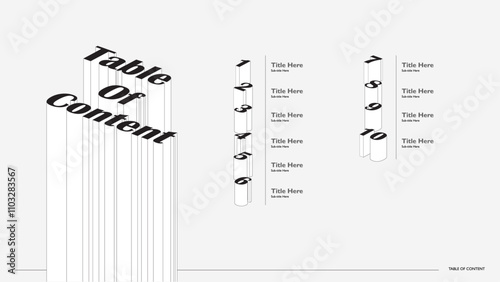 Table Of Content Geometric Style with Numbers figures set. Futuristic Typo and Isometric Number and Sign Font 3d Bold isolated.