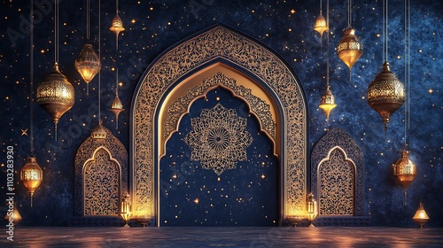 Elegant Ramadan Lanterns and Islamic Patterns - Festive Islamic Backgrounds