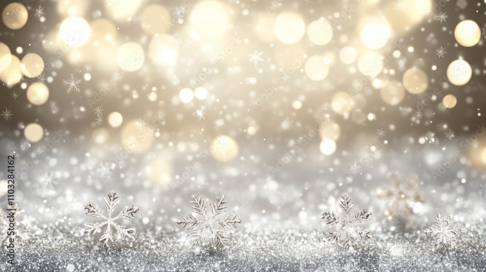 Elegant Winter Background with Snowflakes and Glitter