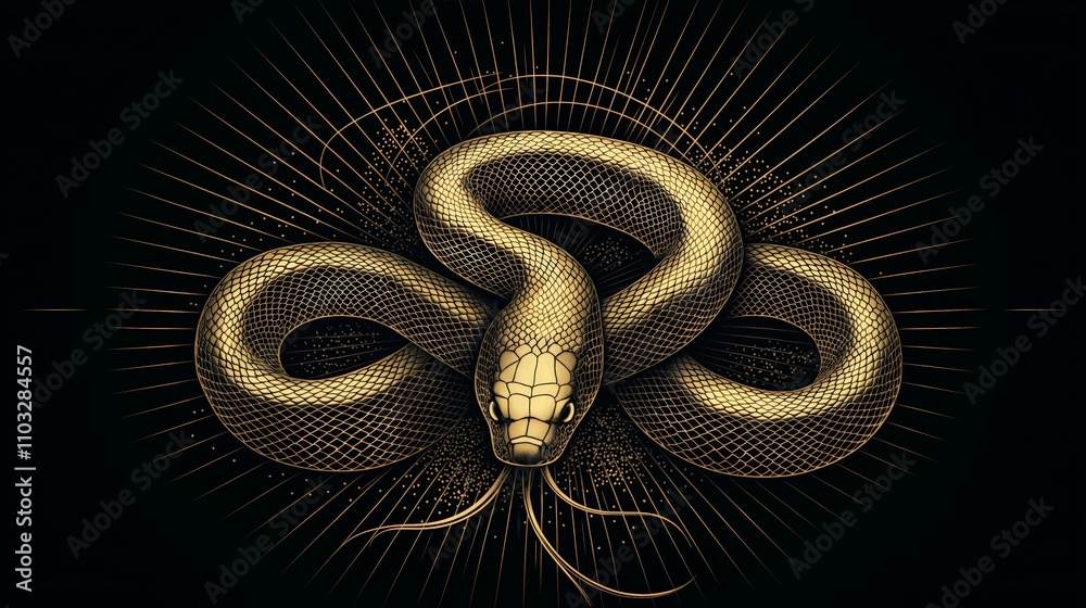Chinese New Year 2025 snake golden red concept. Elegant golden snake design on a black background, perfect for artistic projects. Chinese New Year 2025 snake golden red concept. Elegant golden snake design on a black background, perfect for artistic projects.