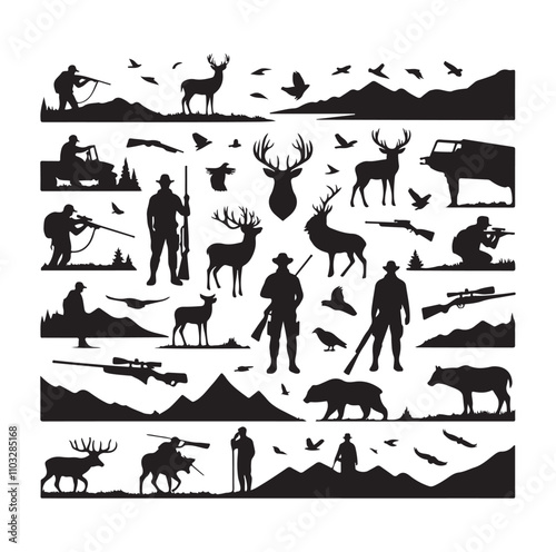 Hunting Man vector Silhouette illustration