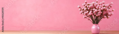 Wallpaper Mural Elegant pink flowers in vase on rustic wooden table, still life floral photography Torontodigital.ca