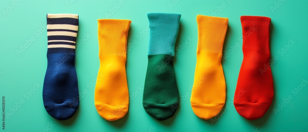 Display of trendy socks styled with modern outfits, National Sock Day, socks style Display of trendy socks styled with modern outfits, National Sock Day, socks style
