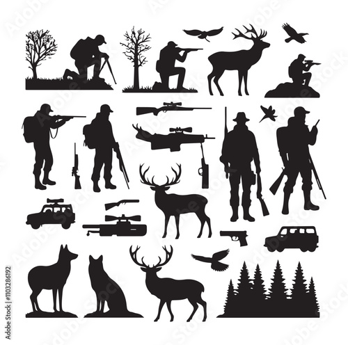 Hunting Man vector Silhouette illustration