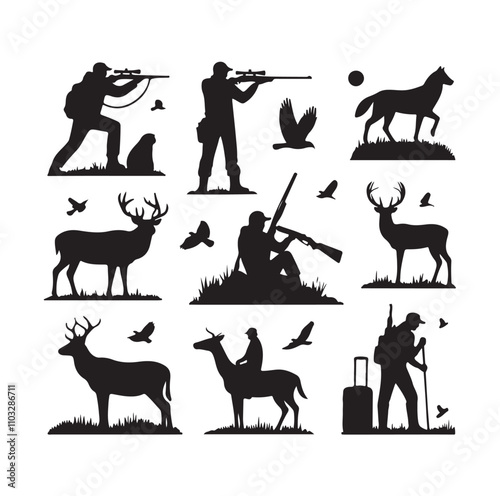 Hunting Man vector Silhouette illustration