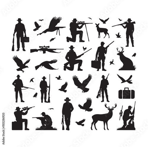 Hunting Man vector Silhouette illustration