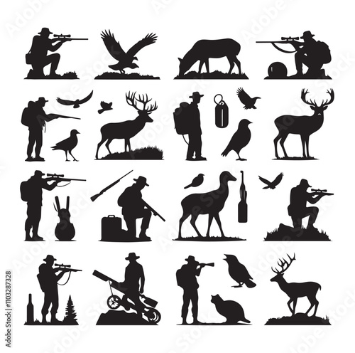Hunting Man vector Silhouette illustration