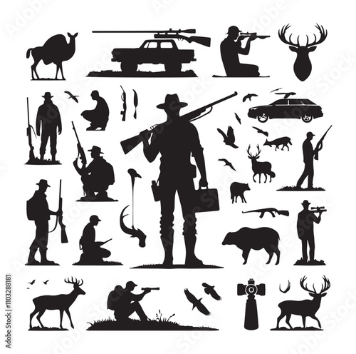Hunting Man vector Silhouette illustration