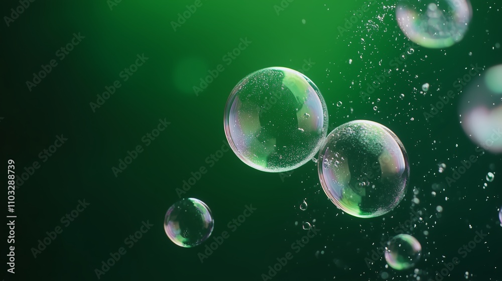 Bubbles rising in a dark green background create a calming and refreshing atmosphere in the water Bubbles rising in a dark green background create a calming and refreshing atmosphere in the water