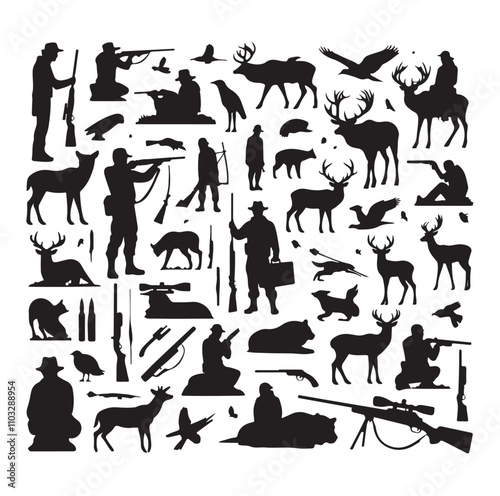 Hunting Man vector Silhouette illustration