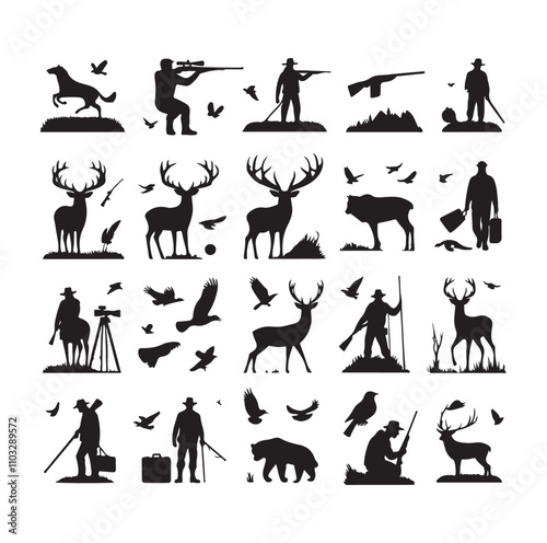 Hunting Man vector Silhouette illustration