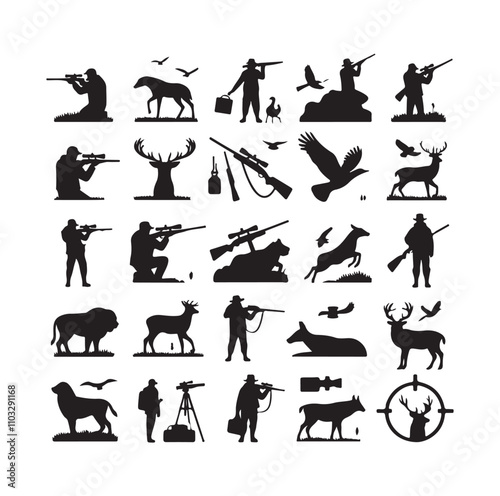 Hunting Man vector Silhouette illustration