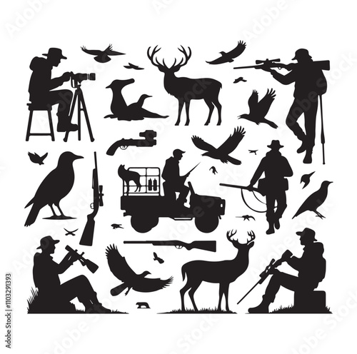 Hunting Man vector Silhouette illustration
