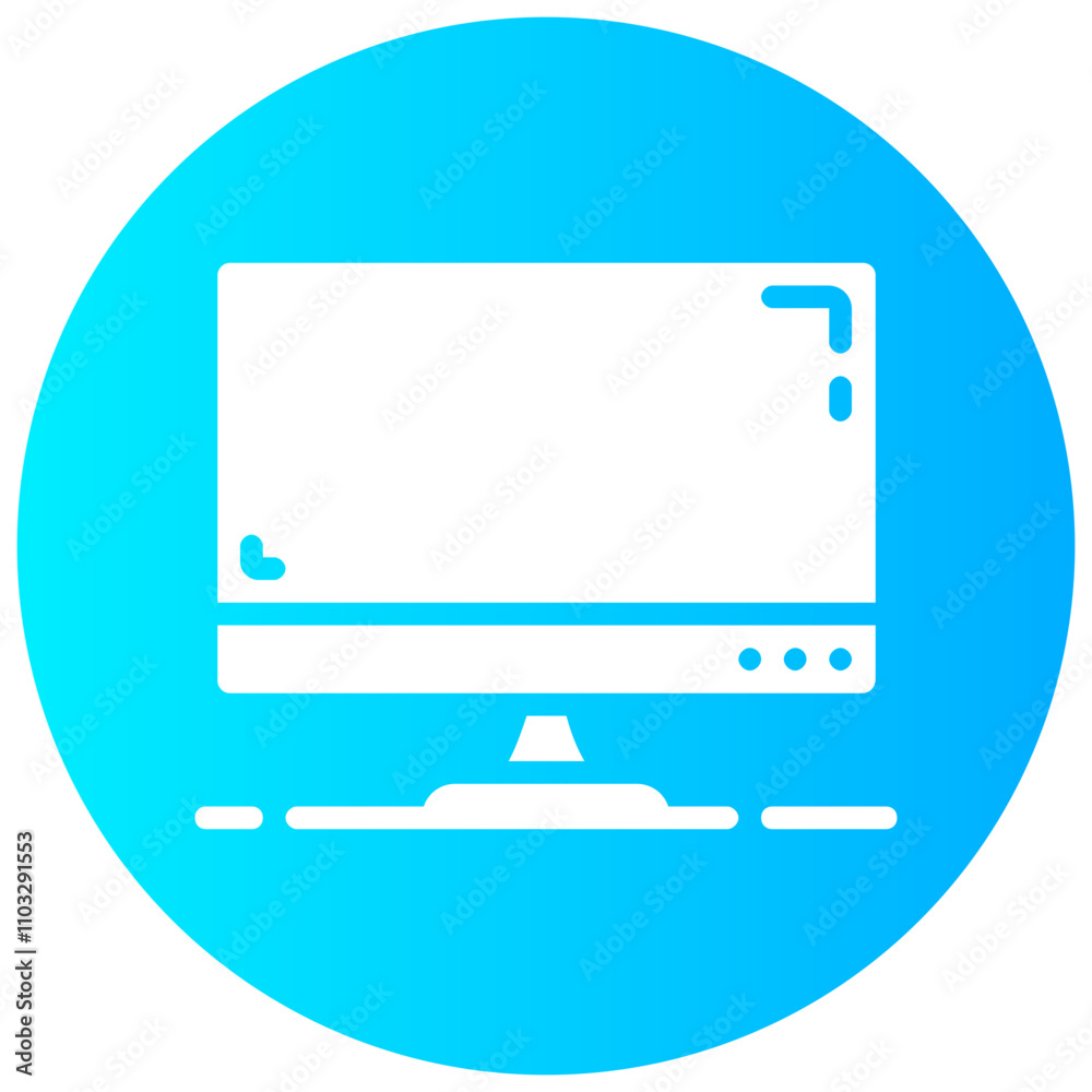 monitor round glyph vector icon