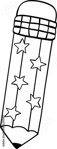 Groovy Pencil Star Pattern Hand Drawn outline coloring image photo