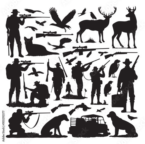 Hunting Man vector Silhouette illustration