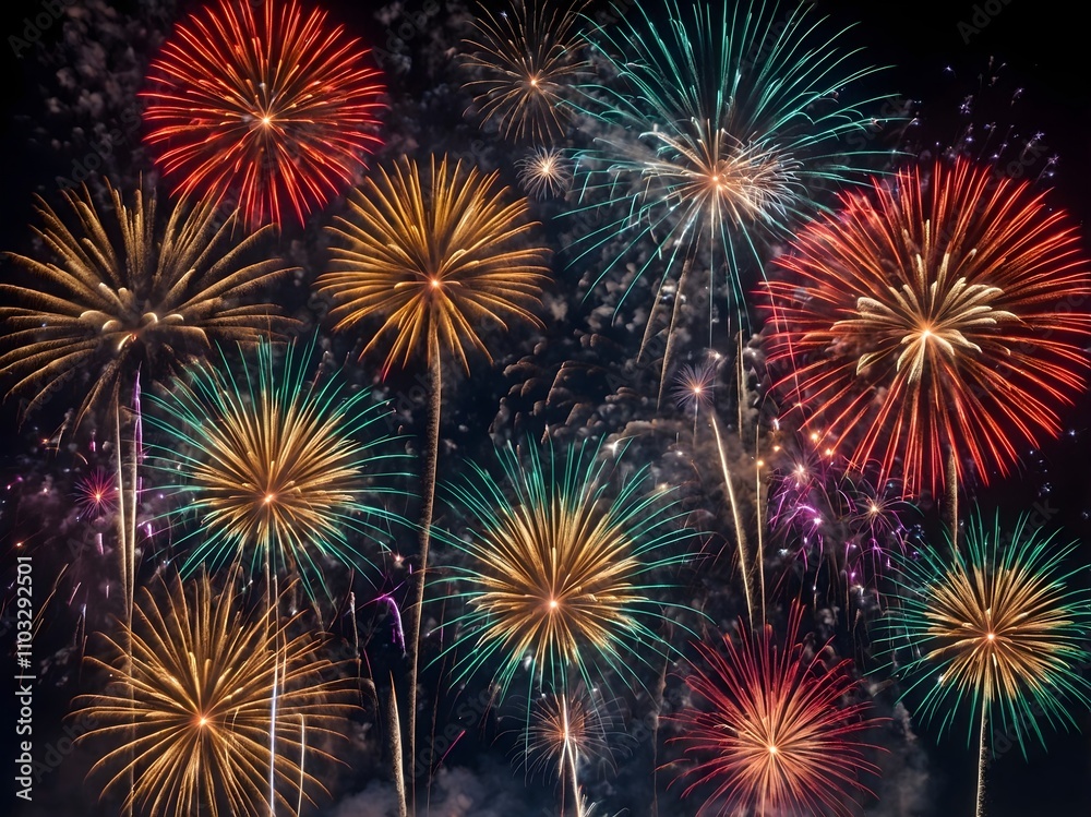 Fototapeta premium beautiful fireworks background. elegant background