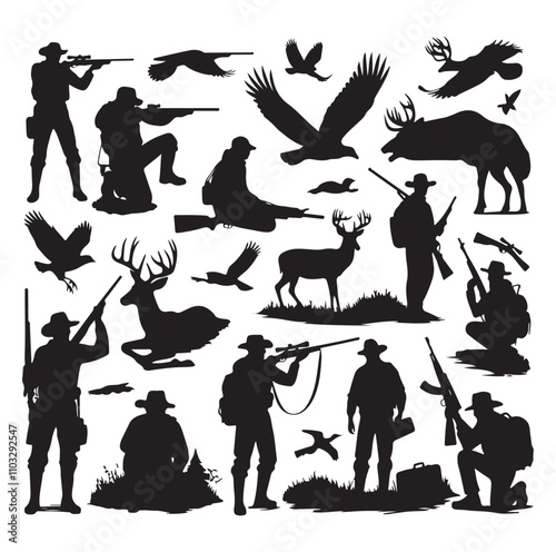 Hunting Man vector Silhouette illustration
