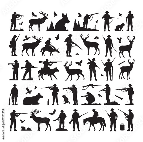 Hunting Man vector Silhouette illustration