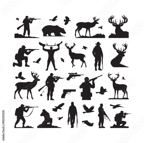 Hunting Man vector Silhouette illustration