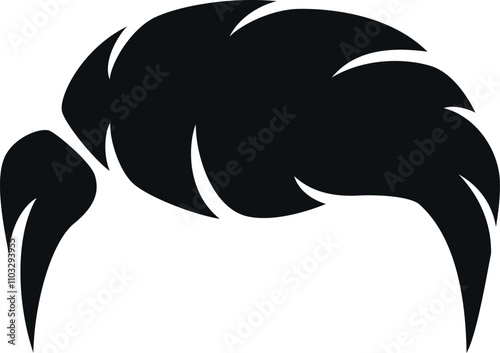 A black hair style with a black background