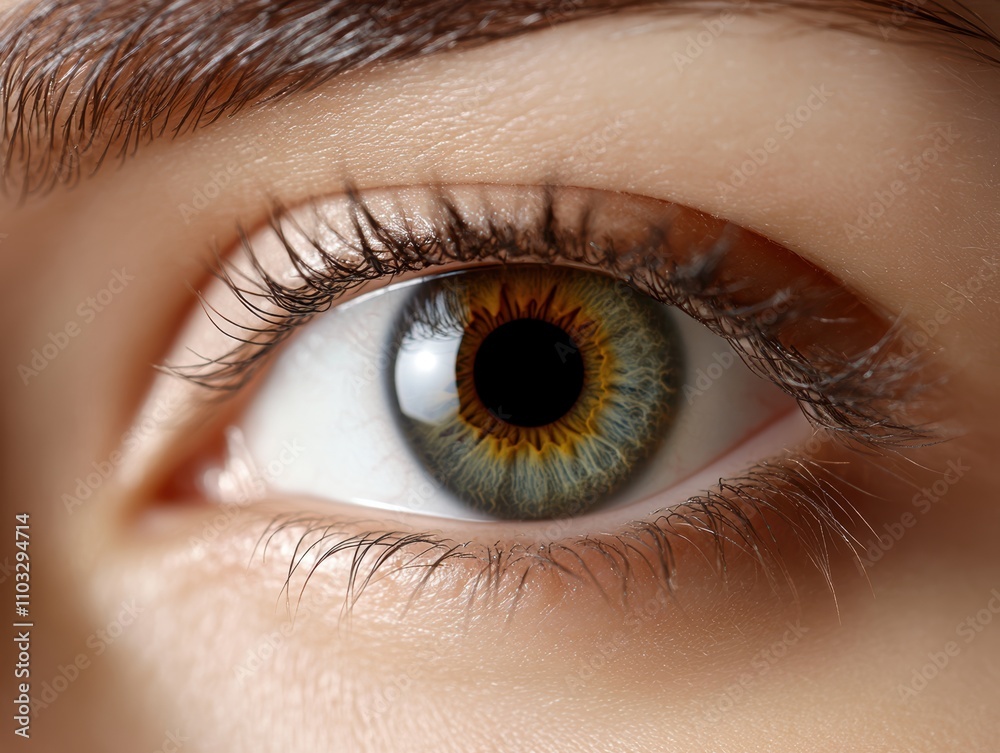Fototapeta premium A close-up photographic depiction of a vibrant, multi-colored human eye, perfect for use in medical, beauty, or artistic projects focusing on vision, emotion, or detail in human features,