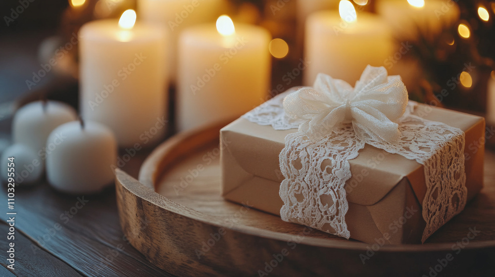 a wedding favor box wrapped in kraft paper a wedding favor box wrapped in kraft paper