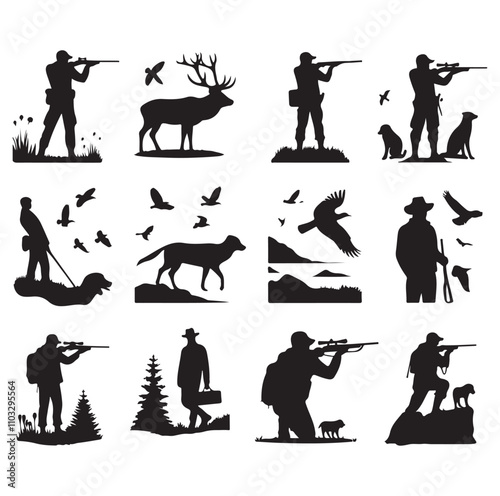 Hunting Man vector Silhouette illustration