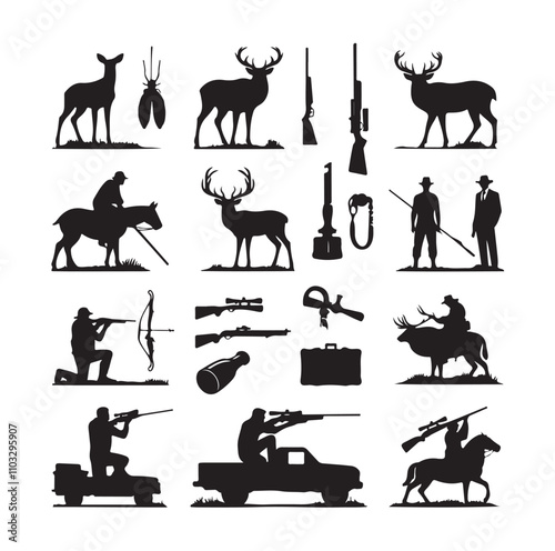 Hunting Man vector Silhouette illustration