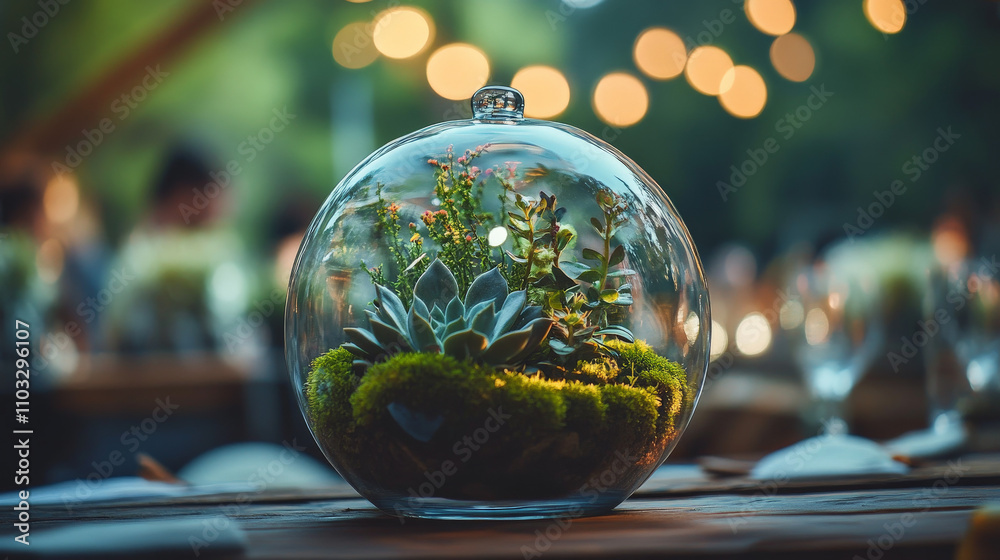 A glass terrarium A glass terrarium