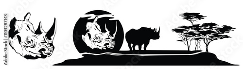 Rhinoceros in the African Savannah