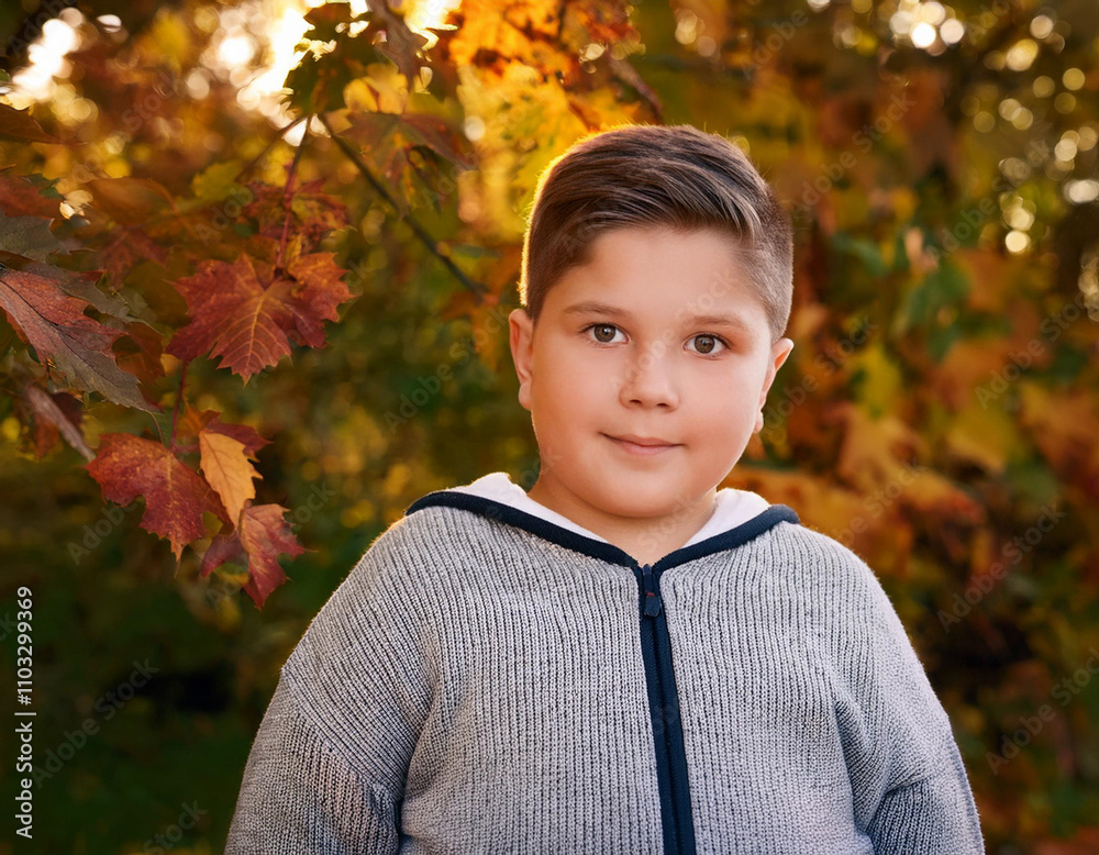 Portrait of kid outdoors during autumn in nature Portrait of kid outdoors during autumn in nature