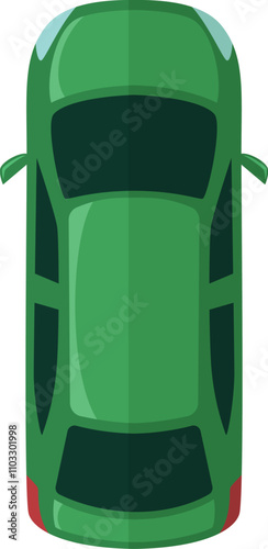 A green car is shown from the side, with the hood up