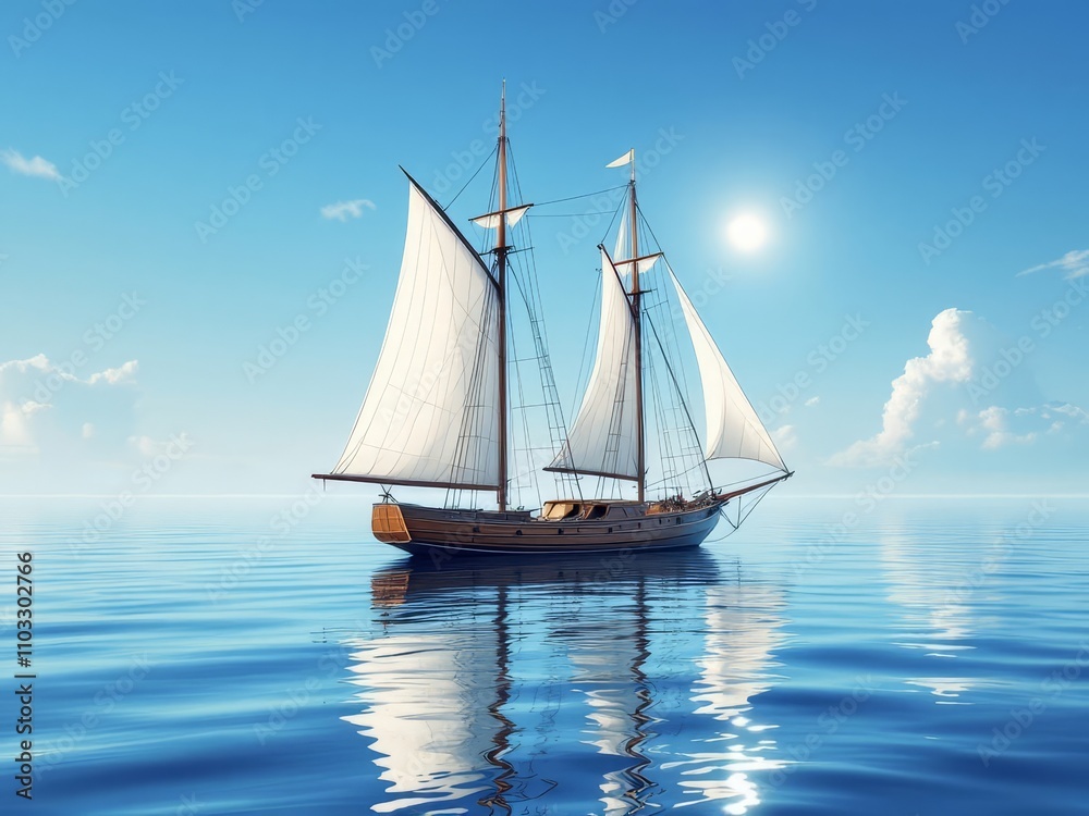 Midday calm, sailboat's gentle sway, rule of thirds framing. Midday calm, sailboat's gentle sway, rule of thirds framing.