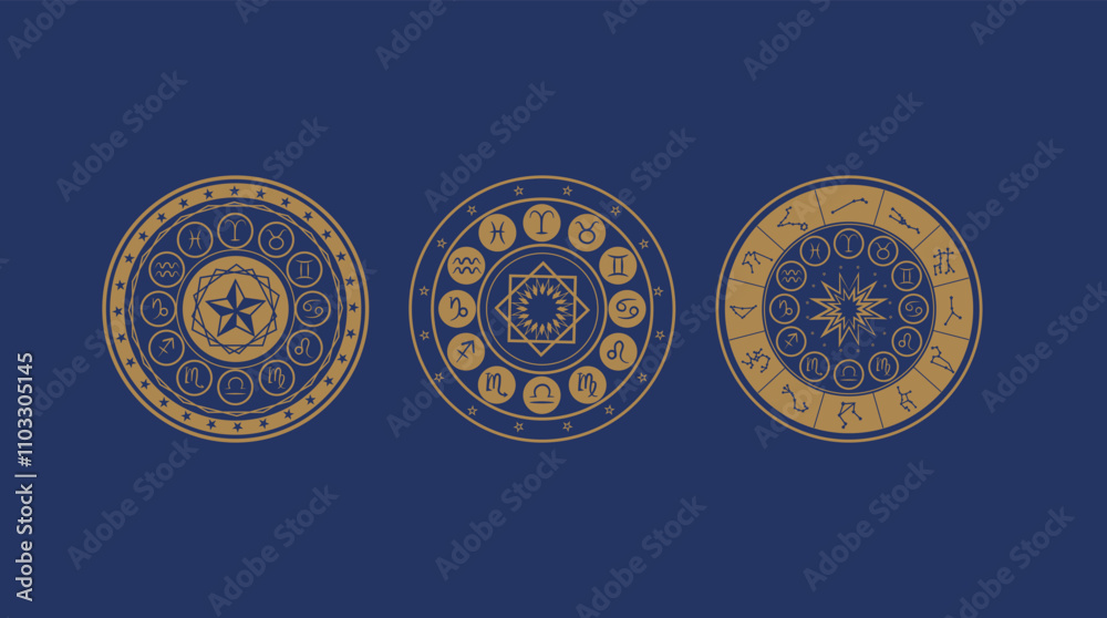 Obraz premium Astrology wheel, Horoscope, Mystery, Star map and magic circle.