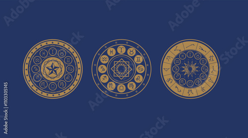 Astrology wheel, Horoscope, Mystery, Star map and magic circle.