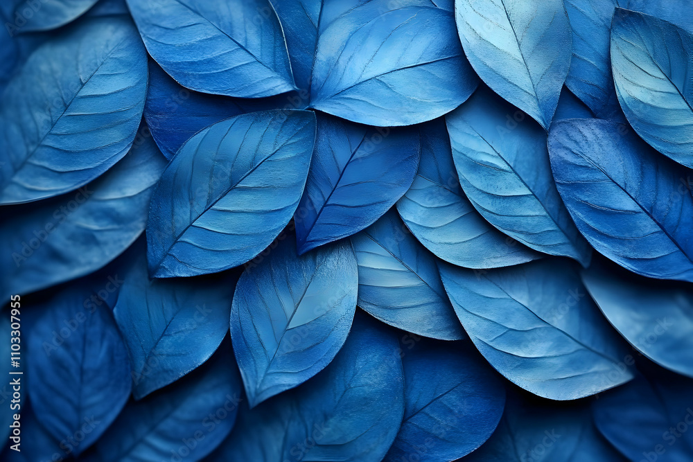 Deep Blue Leaves, A Serene Abstract Nature Background Deep Blue Leaves, A Serene Abstract Nature Background