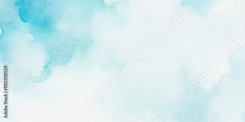 abstract watercolor background illustration. Light blue with watercolor Soft cloud in the sky background. abstract blue sky with clouds background.
