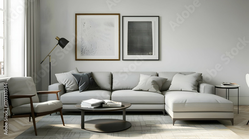 Modern style interior design 3d illustration