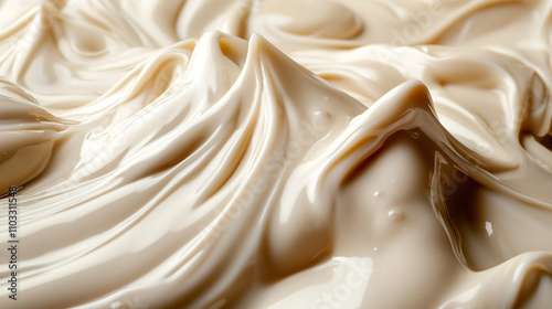 Creamy white substance with a smooth texture. Concept of luxury and indulgence