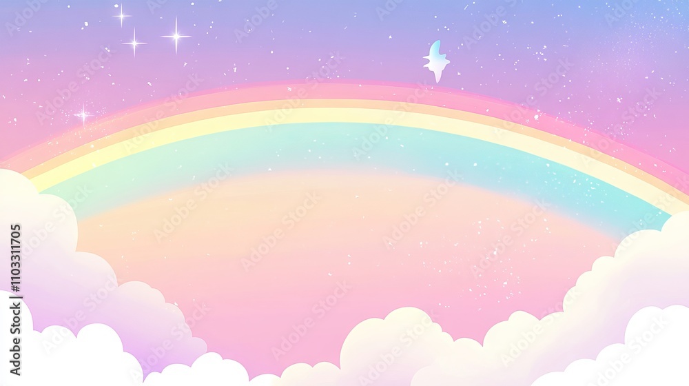 Colorful kawaii rainbow sky with soft gradient pastel background abstract comic graphic perfect for children’s projects, kindergarten presentations, and educational materials Colorful kawaii rainbow sky with soft gradient pastel background abstract comic graphic perfect for children’s projects, kindergarten presentations, and educational materials