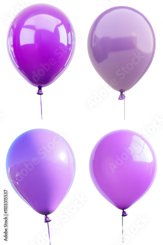 set of 4 purple balloons