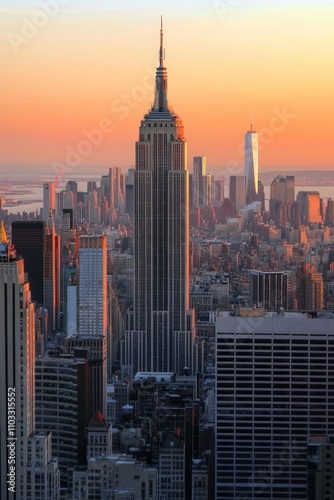 New York City Skyline at Sunset photo