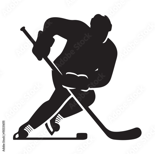 ice hockey player silhouette vector illustration