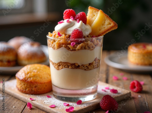 Dulce de Leche Panna Cotta Parfait with RoseScented Gulab Jamun Crumble photo