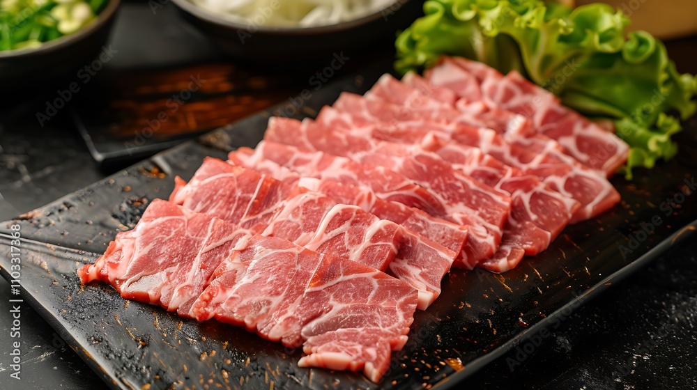 Slices of raw meat to be deep fried in oil