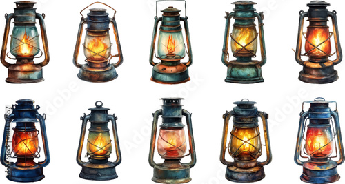 Famous drawing of an old kerosene lamp on a white background.