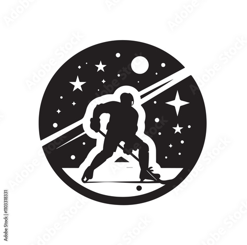 ice hockey player silhouette vector illustration