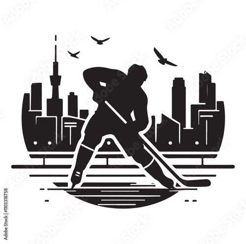 ice hockey player silhouette vector illustration